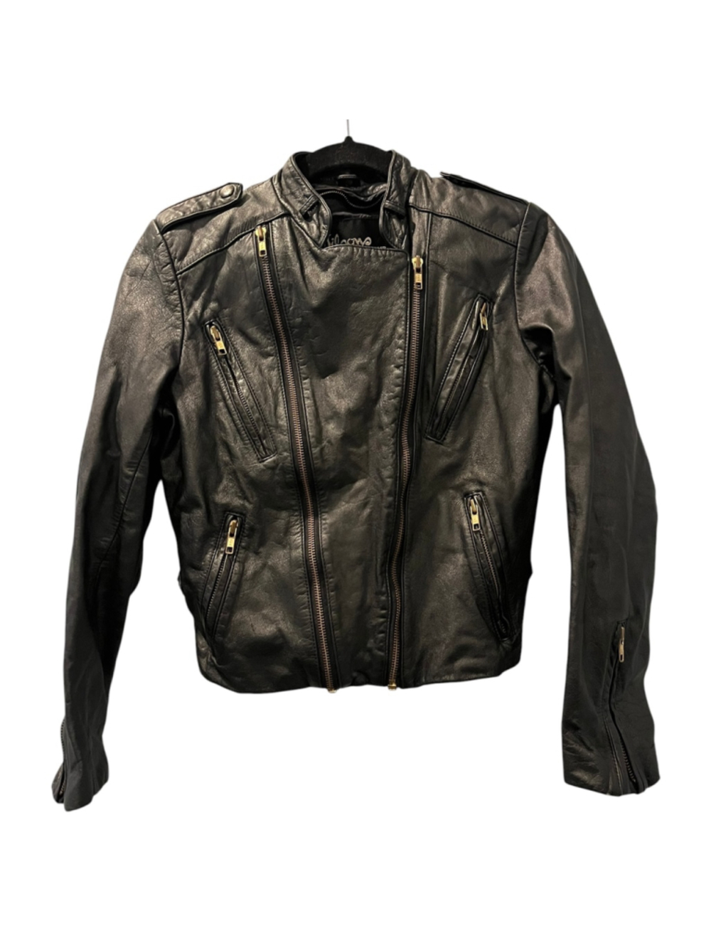 VTG Wilsons Leather Biker Jacket Womens Asymmetrical Multi Zip Motorcycle Size 6
